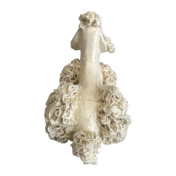 Vintage Cream Ceramic Spaghetti Poodle Laying 3.24”x2”x1” - Picture 5 of 11